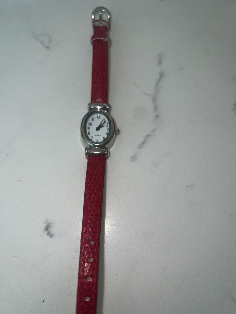 Classic Red Leather Strap Women's Watch
